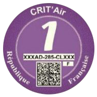 Vignette violette Crit'Air 1: véhicule gaz, hybride rechargeable, essence (et autres)