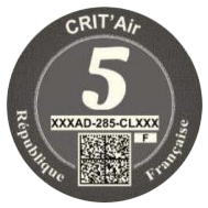 Vignette grise Crit'Air 5 – Véhicule diesel